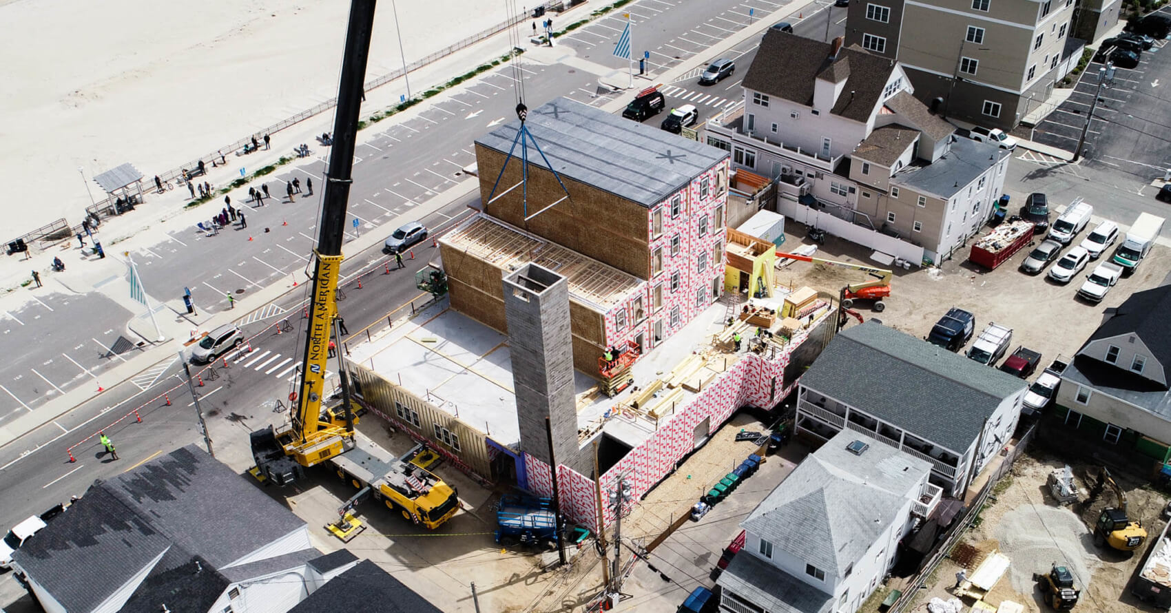 Aerial view of construction site