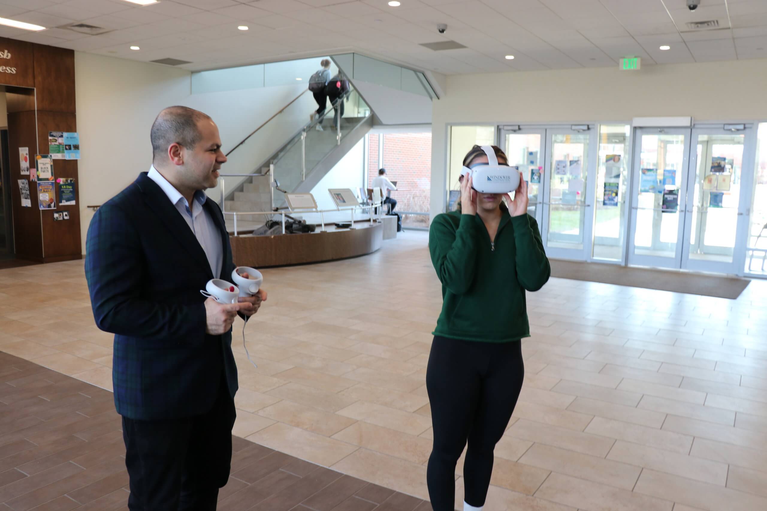 Two people using virtual reality
